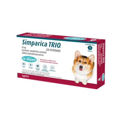 Simparica Trio Antiparasitario Interno Y Externo Para Perros 10kg -20kg