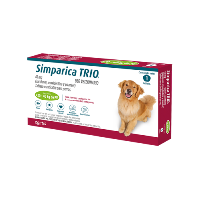 Simparica Trio Antiparasitario Interno Y Externo Para Perros 20kg -40kg